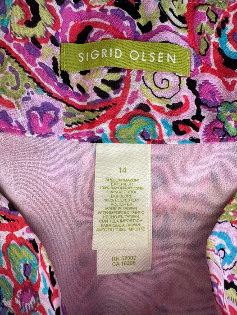 Sigrid Olsen Pink Paisley Ruffle Hem Wrap Skirt